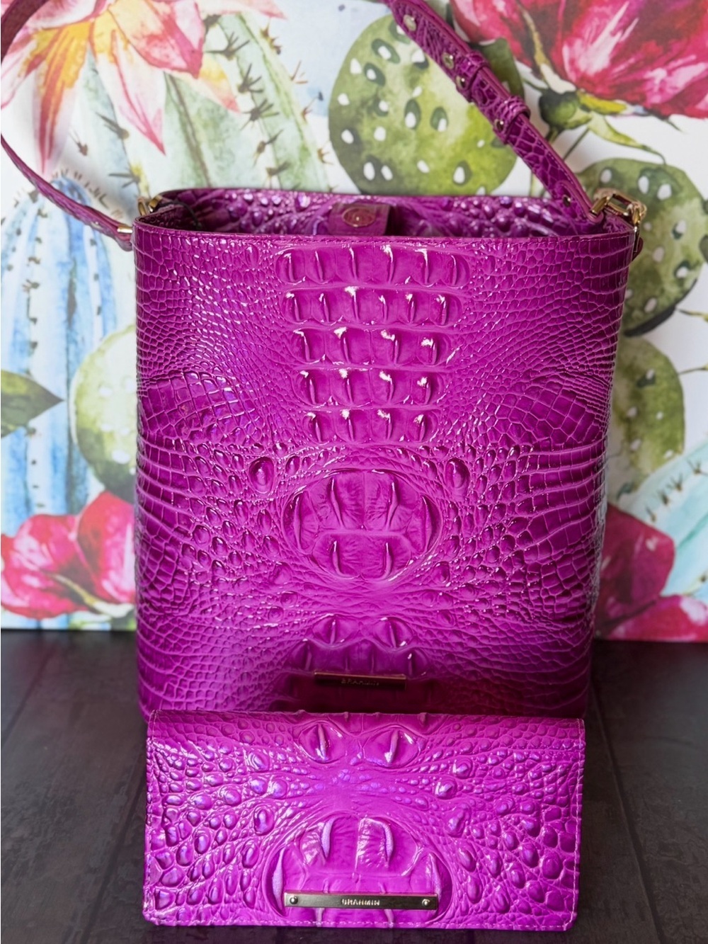 Brahmin Celina Fuschia Melbourne Leather with Matching Ady wallet NWT HARDTOFIND